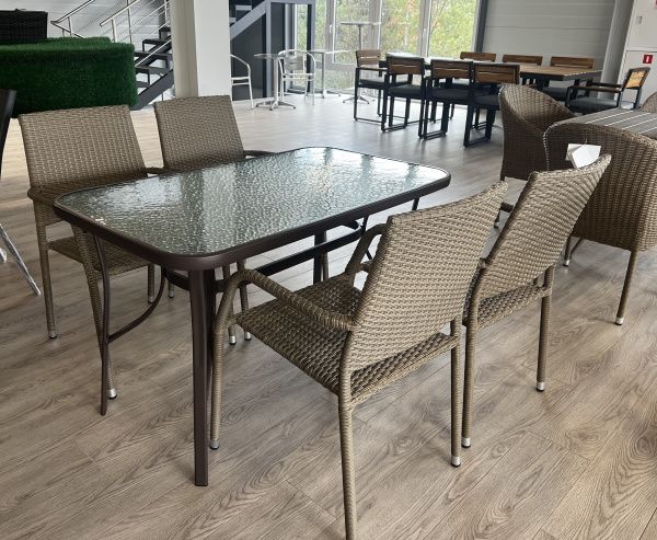 Набор мебели Гарда арт.GS019-2,SC-090-B светло-коричневый, (4 кресла+стол 70х120 см, каркас корич.