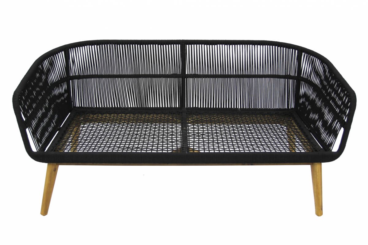 Набор мебели Камелия арт.GS002 черный, серый 1 уп. (стол+2кресла+диван, веревки черные, подушки сер