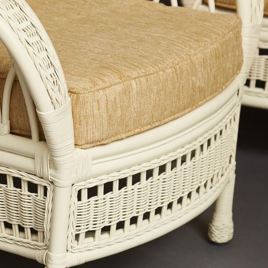 КОМПЛЕКТ для отдыха "MICHELLE" ( стол + диван + 2 кресла ) TCH White (белый), Ткань рубчик, цвет кремовый