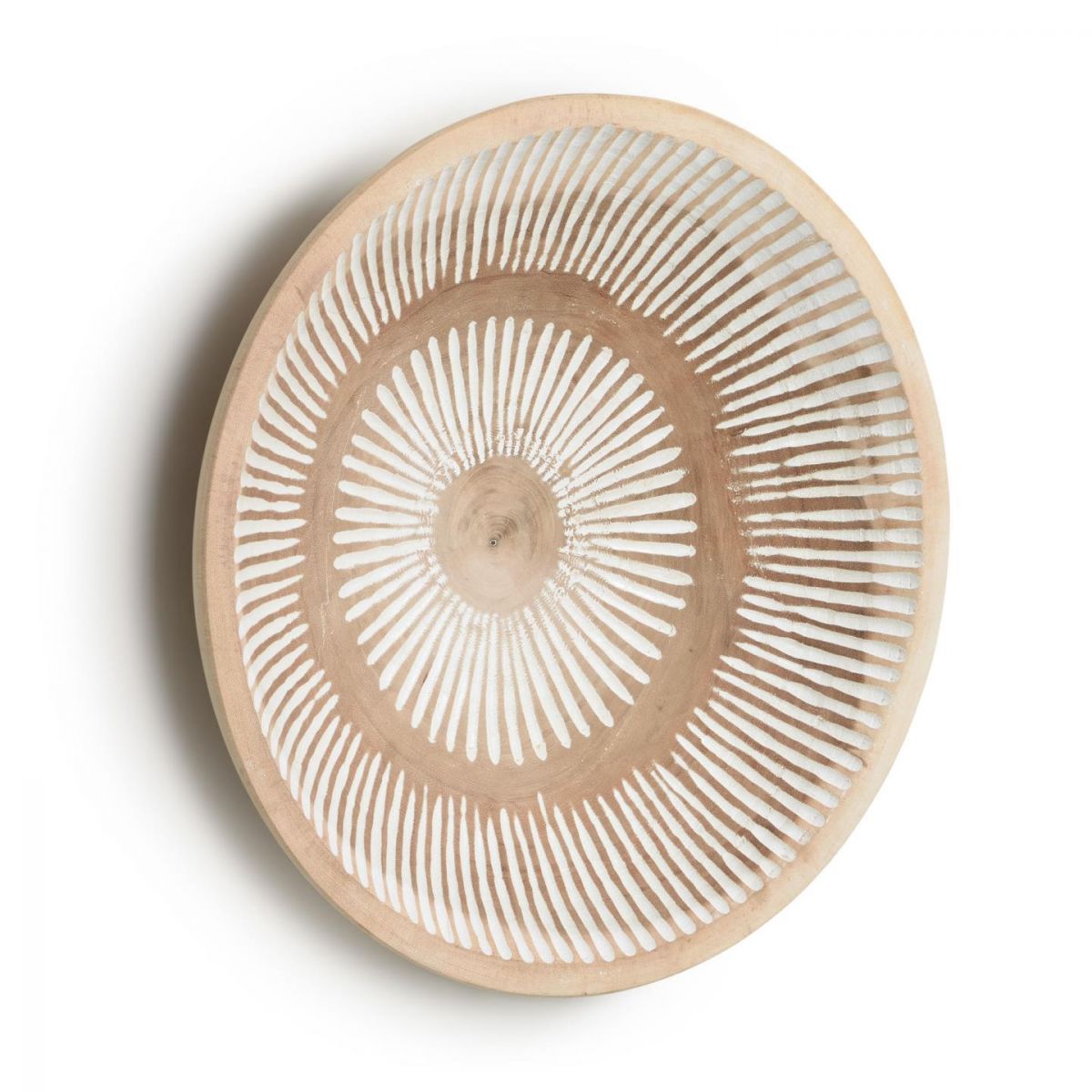 Настенная панель Mely из массива альбиции в белую полоску 49 см