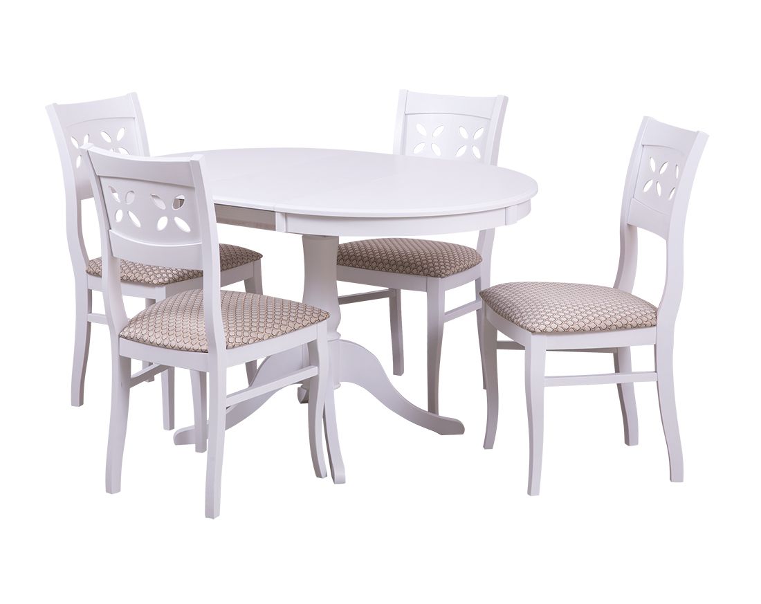 Обеденная группа Амадей | Лион белый матовый