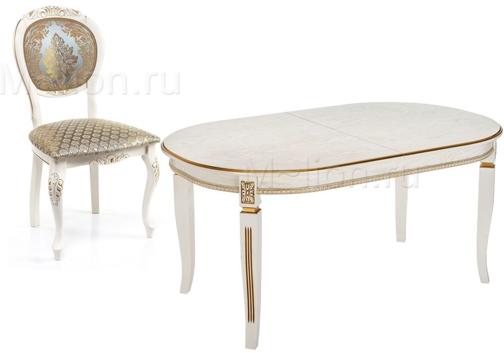 Обеденная группа Aviano | Adriano 2 молочный с патиной