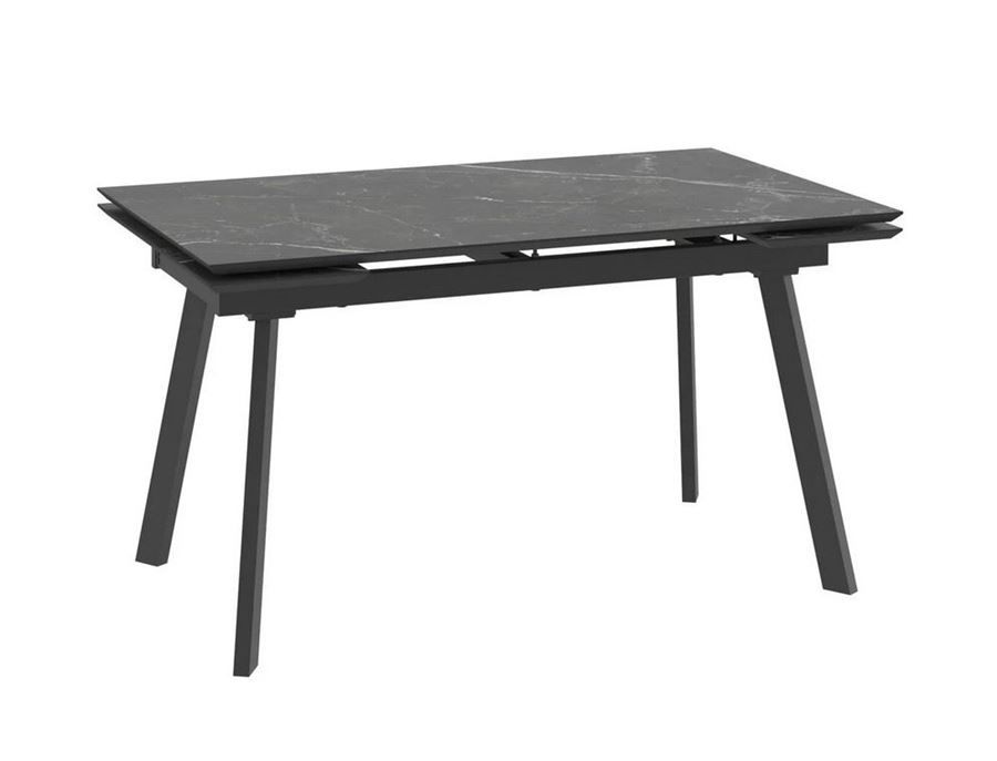 Обеденная группа (Cтол с керамическим покрытием MILANA FOUR-140, STONE BLACK ST CER, Черный, 140, 30+30, х85 и Стул на металлокаркасе Texas 2 светло-серый поворотный - черный)