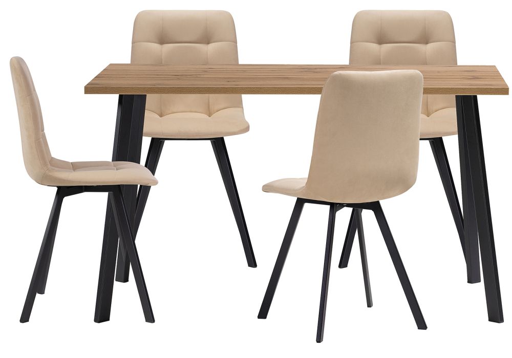 Обеденная группа Эделин бежевый - дуб вотан - черный матовый