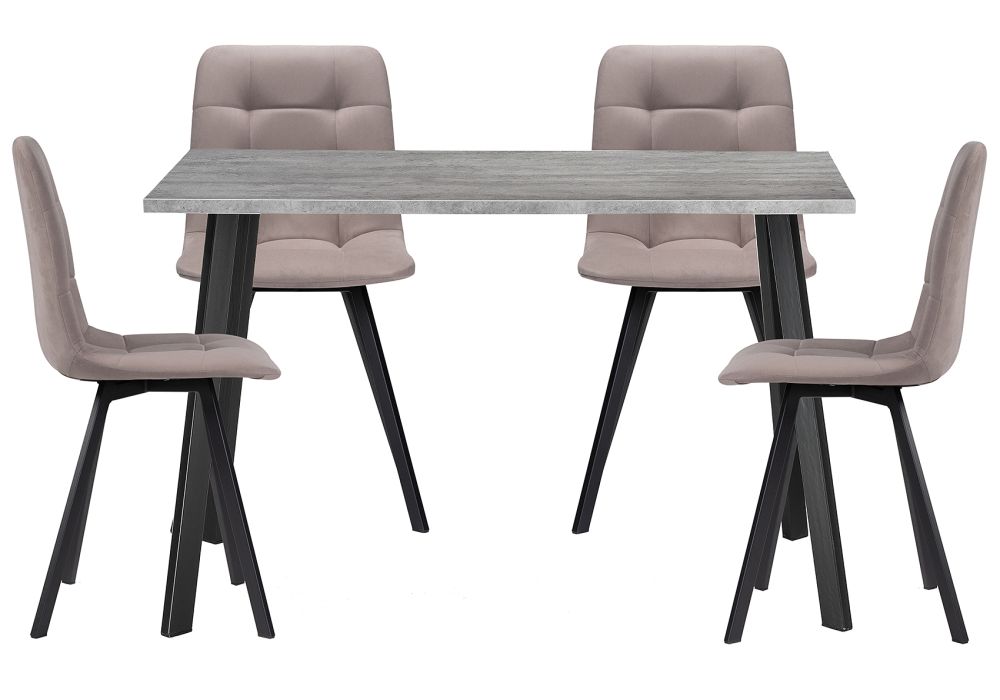 Обеденная группа Эделин латте - бетон - черный матовый