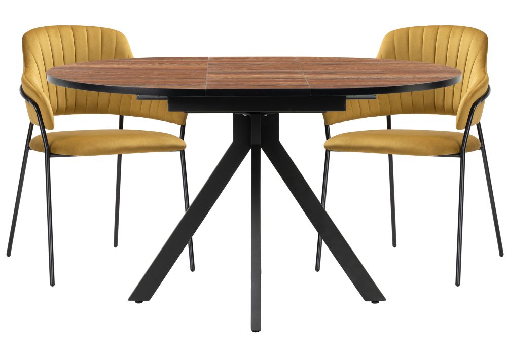 Обеденная группа Ирта дерево - желтый - черный глянец