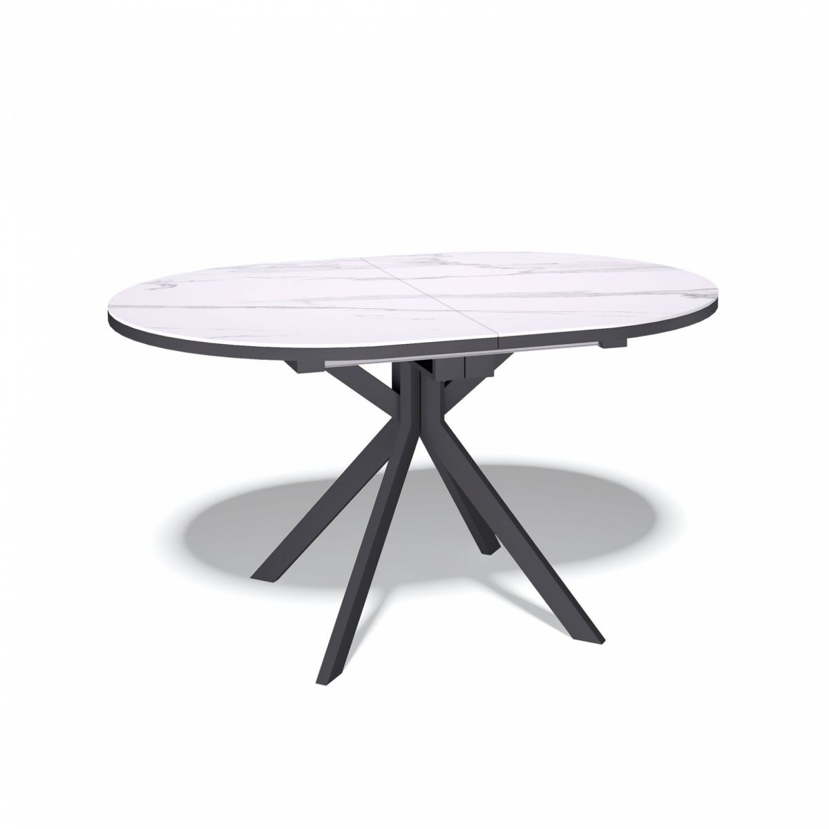 Обеденная группа (Стол KENNER DO1300 черный-керамика белая и Стул на металлокаркасе Челси черный - светло-серый)