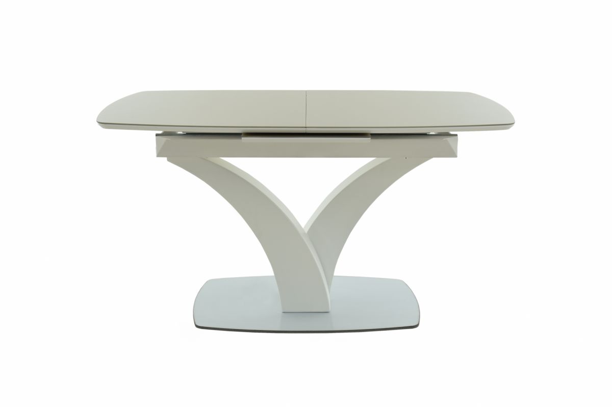 Обеденная группа (Стол Нотр Дам MODERNE стекло OPTIWHITE 1400(1800)*850, Капучино Белый | Капучино и Стул на металлокаркасе Kora white - beige)