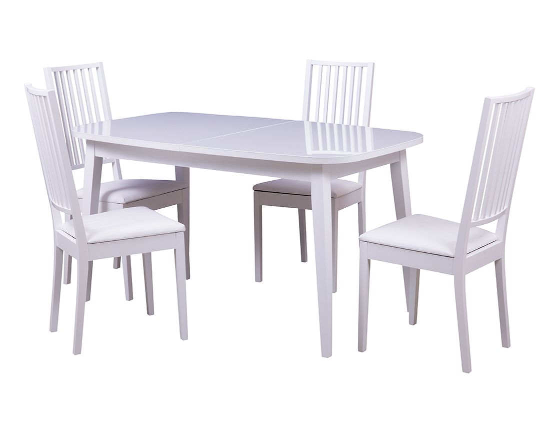 Обеденная группа Турин | Родос белый | стекло белое глянцевое