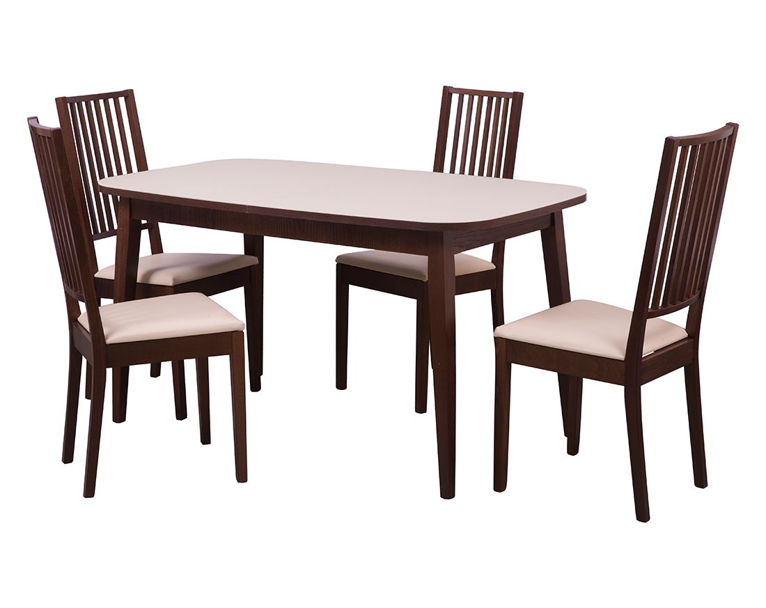 Обеденная группа Турин | Родос орех темный | стекло бежевое матово