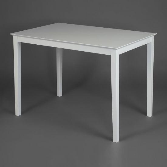 Обеденный комплект эконом Хадсон (стол + 4 стула)- Hudson Dining Set дерево гевея-мдф, стол: 110х70х75см - стул: 44х42х89см, pure white (белый 2-1), ткань кремовая (HE49