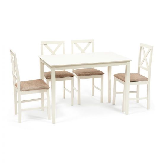 Обеденный комплект Хадсон (стол + 4 стула)- Hudson Dining Set дерево гевея-мдф, стол: 110х70х75см -