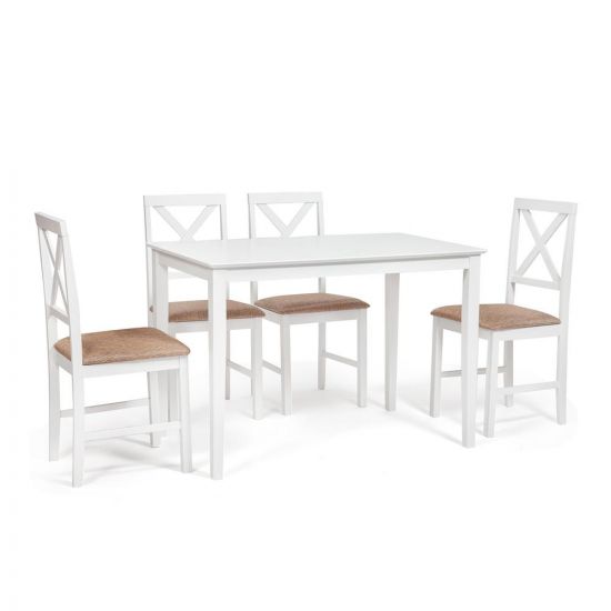 Обеденный комплект Хадсон (стол + 4 стула)- Hudson Dining Set дерево гевея-мдф, стол: 110х70х75см -