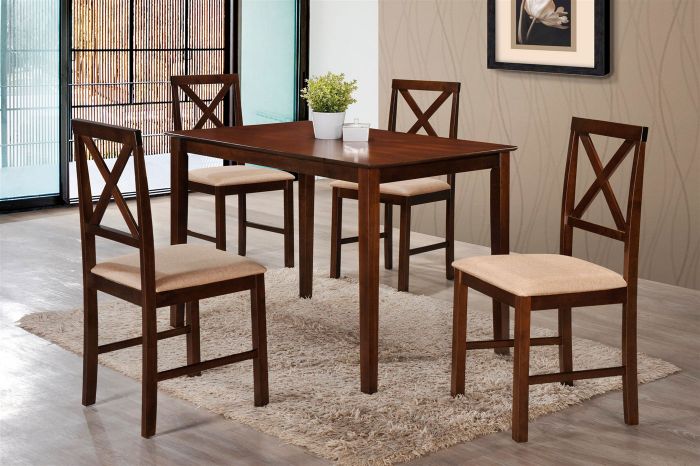 Обеденный комплект Хадсон (стол + 4 стула)- Hudson Dining Set дерево гевея-мдф, стол: 110х70х75см -