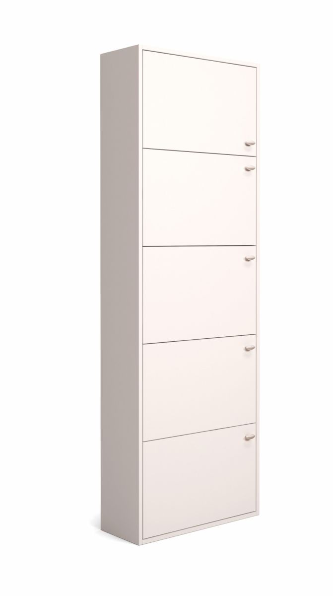 Обувной шкаф 5С -ЛДСП-60*23*178-Белый-Белый-