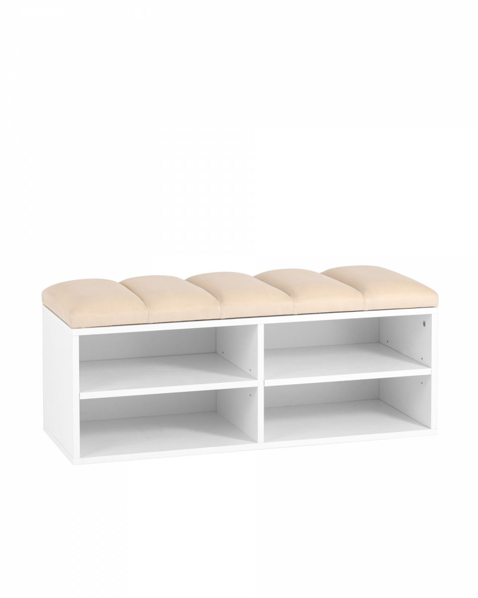 Обувница Хольст 2 белая велюр бежевый