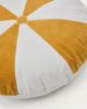 Odet Круглая подушка из 100% хлопка бело-горчичная - 6