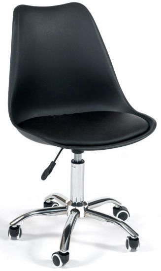 Офисное кресло TULIP (mod.106) - 1 шт. в упаковке металл-пластик-PU, 47x48x80+14см, черный-хром