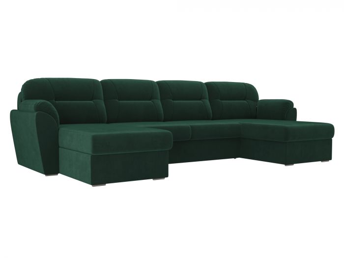 100547 П-образный диван Бостон | Велюр | Зеленый
