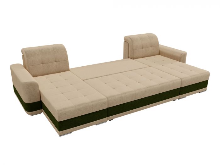 100079 П-образный диван Честер | Микровельвет | бежевый | зеленый
