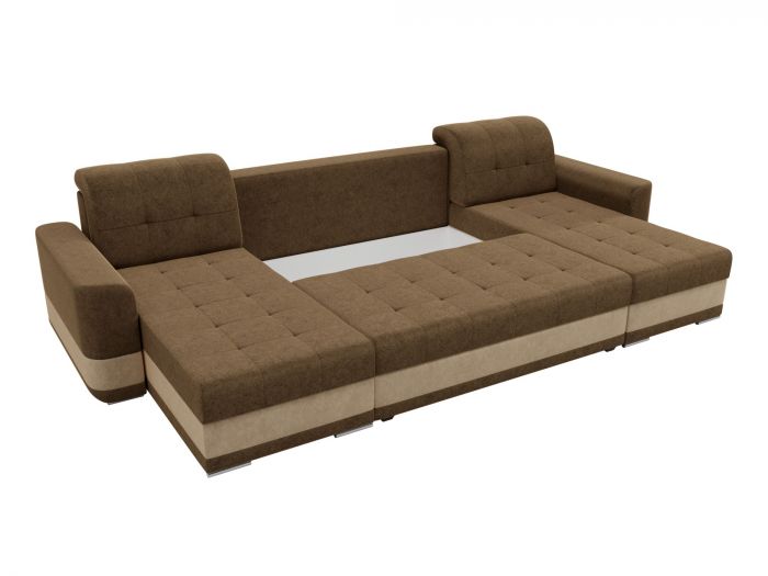 100084 П-образный диван Честер | Микровельвет | Коричневый | Бежевый