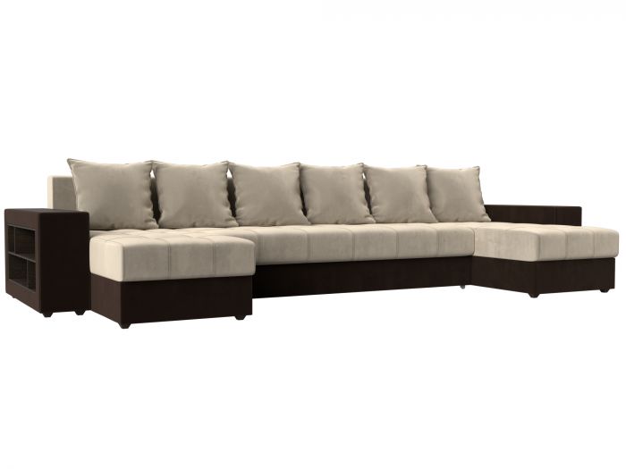 110596 П-образный диван Дубай | Микровельвет | бежевый | коричневый