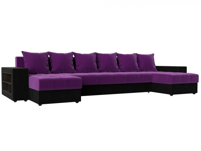 110603 П-образный диван Дубай | Микровельвет | Фиолетовый | Черный