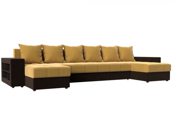 110600 П-образный диван Дубай | Микровельвет | Желтый | коричневый