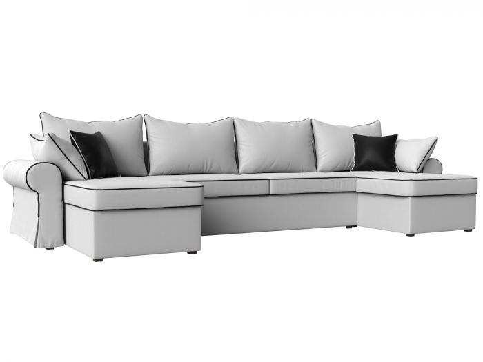 110301 П-образный диван Элис | Экокожа | Белый