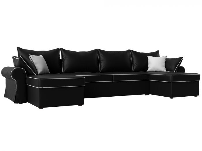 110303 П-образный диван Элис | Экокожа | Черный