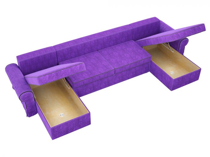 31487 П-образный диван Элис | Велюр | Фиолетовый