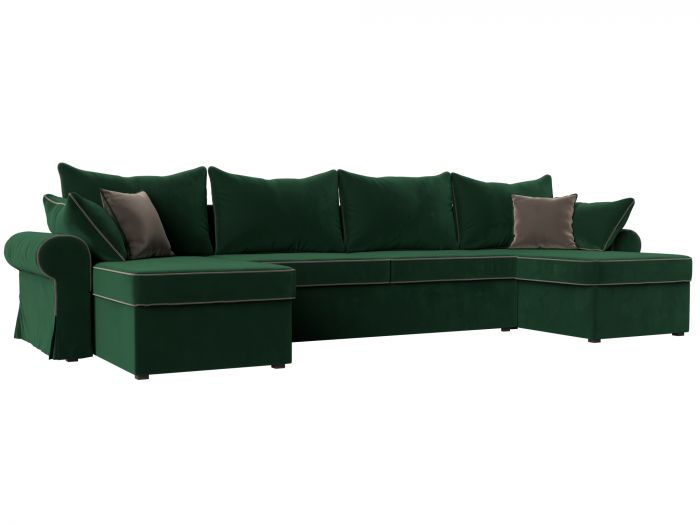 110286 П-образный диван Элис | Велюр | Зеленый