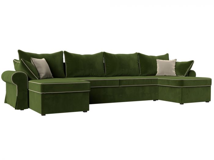 110291 П-образный диван Элис | Микровельвет | Зеленый
