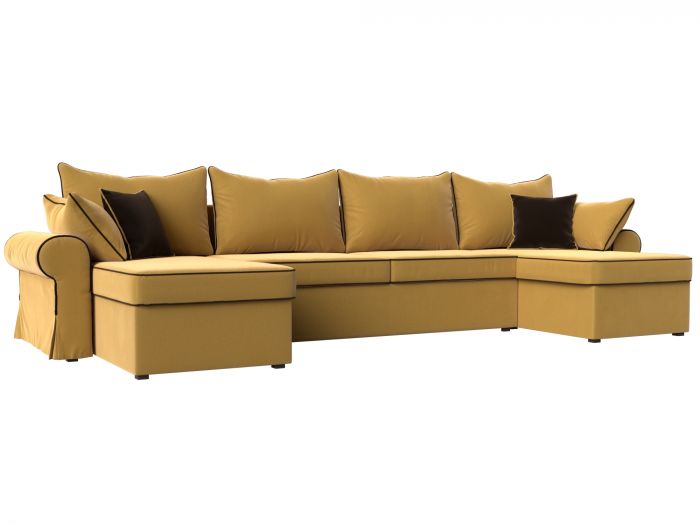 110290 П-образный диван Элис | Микровельвет | Желтый