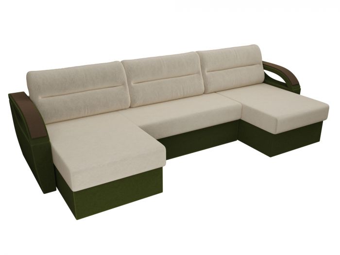100815 П-образный диван Форсайт | Микровельвет | Бежевый