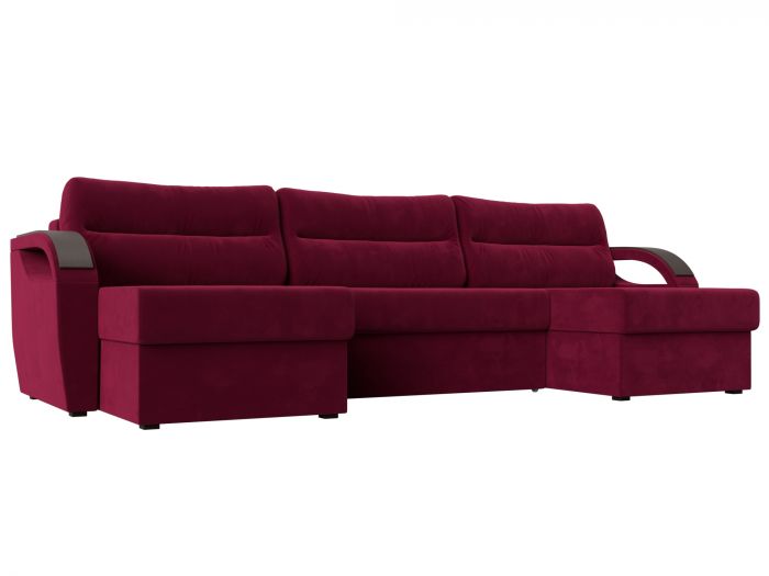 111721 П-образный диван Форсайт | Микровельвет | Бордовый