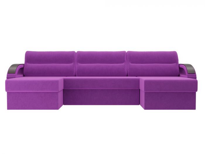 100821 П-образный диван Форсайт | Микровельвет | Фиолетовый