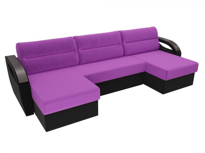 100822 П-образный диван Форсайт | Микровельвет | Фиолетовый