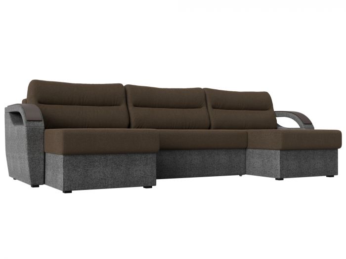 111744 П-образный диван Форсайт | Рогожка | коричневый | Серый