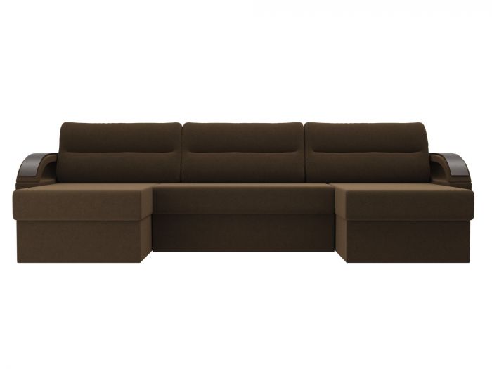 100819 П-образный диван Форсайт | Микровельвет | Коричневый