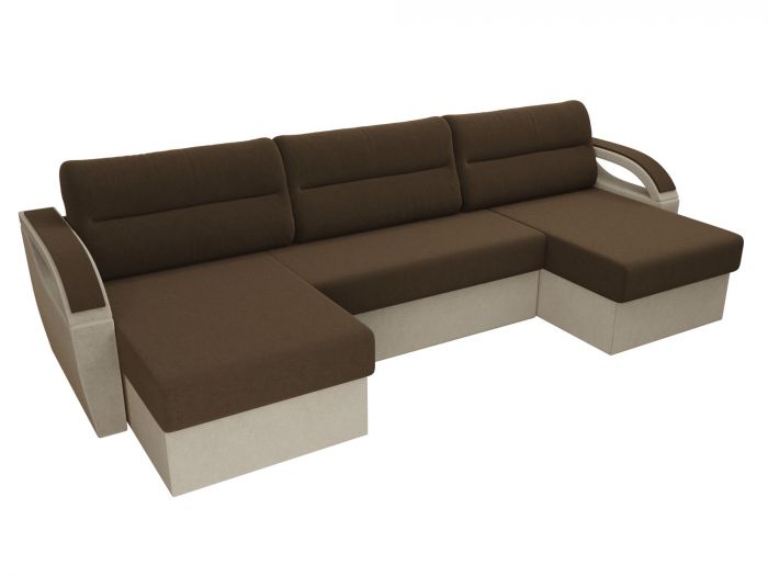 100820 П-образный диван Форсайт | Микровельвет | Коричневый
