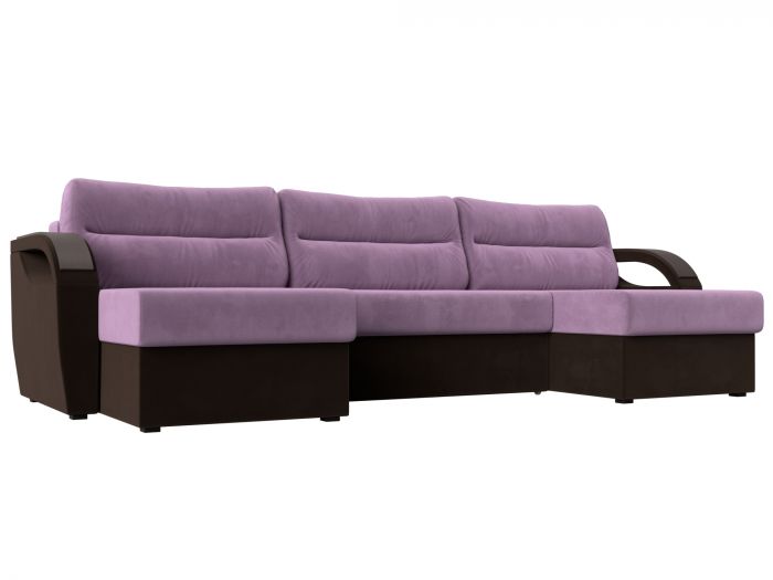 111728 П-образный диван Форсайт | Микровельвет | Сиреневый | Коричневый