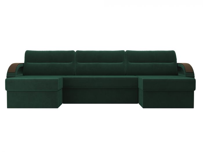 100809 П-образный диван Форсайт | Велюр | Зеленый