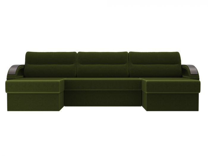 100817 П-образный диван Форсайт | Микровельвет | Зеленый