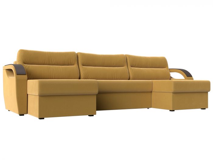 111719 П-образный диван Форсайт | Микровельвет | Желтый
