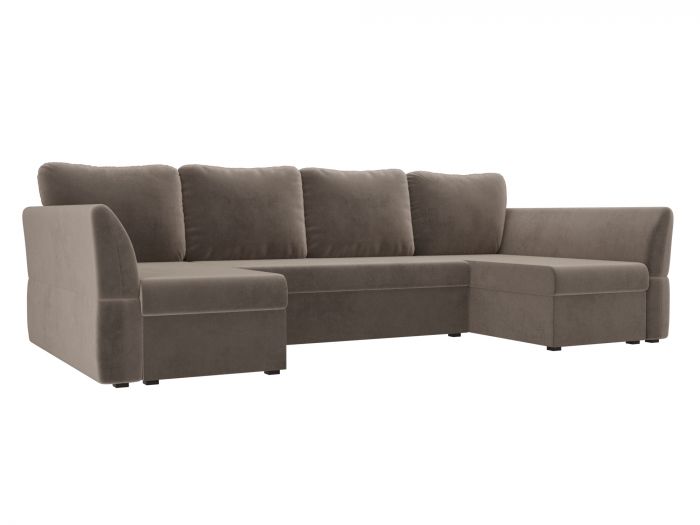 106801 П-образный диван Гесен | Велюр | Коричневый