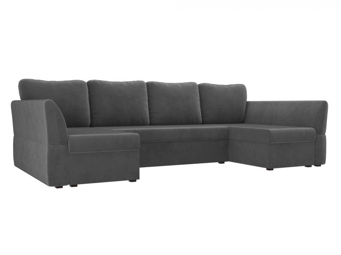 106805 П-образный диван Гесен | Велюр | Серый