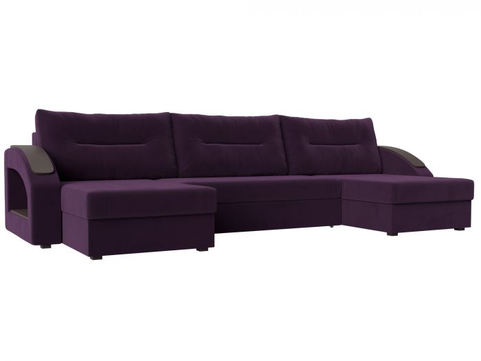 110337 П-образный диван Канзас | Велюр | Фиолетовый