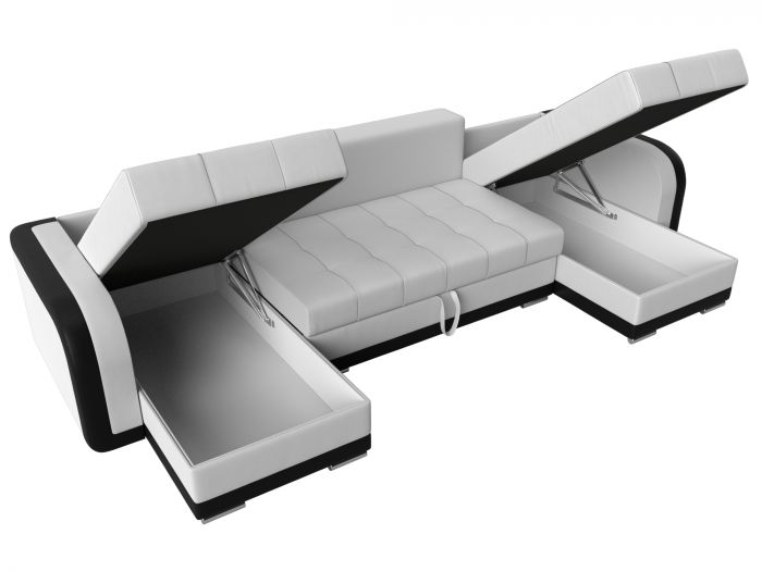 110021 П-образный диван Марсель | Экокожа | Белый | Черный