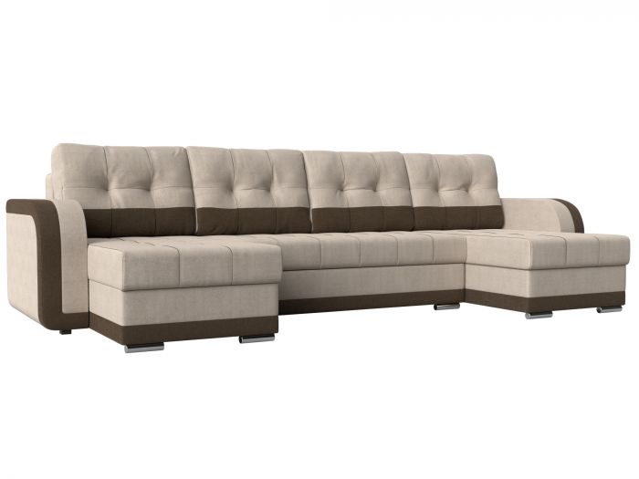 110026 П-образный диван Марсель | Рогожка | бежевый | коричневый